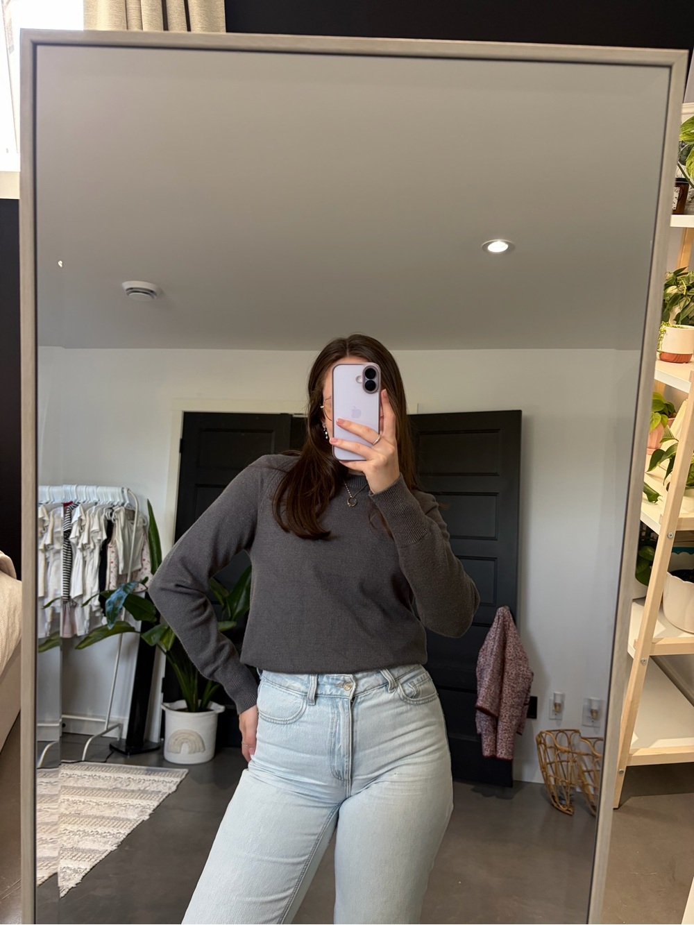 Pull à col rond anthracite pour femme - Pull classique